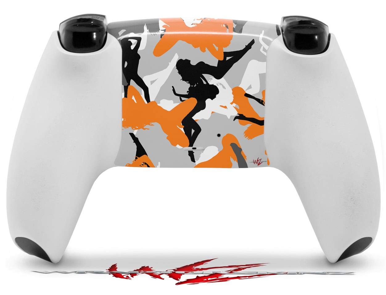 WraptorSkinz Skin Wrap compatible with Sony PS5 DualSense Controller Sexy Girl Silhouette Camo Orange (CONTROLLER NOT INCLUDED)