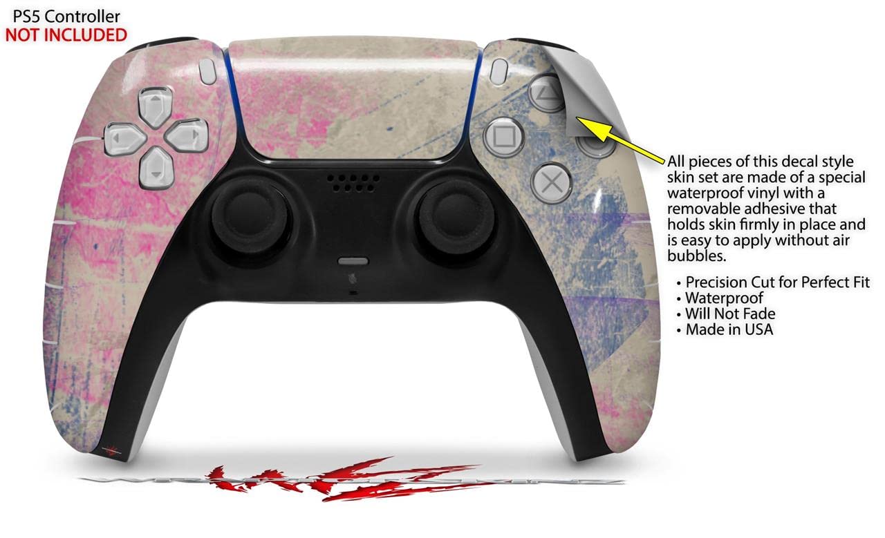 WraptorSkinz Skin Wrap compatible with Sony PS5 DualSense Controller Pastel Abstract Pink and Blue (CONTROLLER NOT INCLUDED)