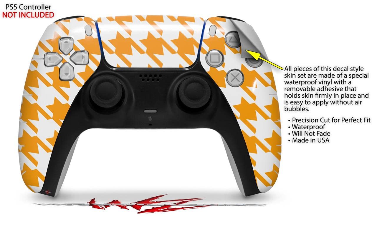 WraptorSkinz Skin Wrap compatible with Sony PS5 DualSense Controller Houndstooth Orange (CONTROLLER NOT INCLUDED)