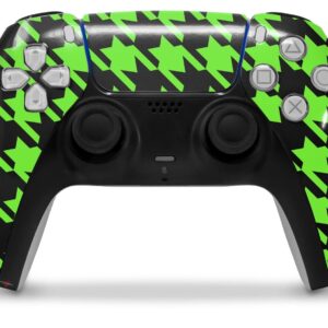 WraptorSkinz Skin Wrap compatible with Sony PS5 DualSense Controller Houndstooth Neon Lime Green on Black (CONTROLLER NOT INCLUDED)