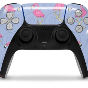 WraptorSkinz Skin Wrap compatible with Sony PS5 DualSense Controller Flamingos on Blue (CONTROLLER NOT INCLUDED)