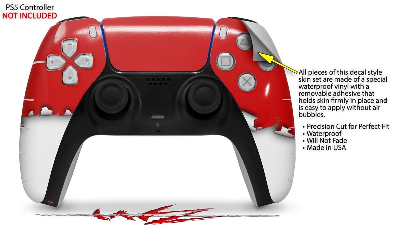 WraptorSkinz Skin Wrap compatible with Sony PS5 DualSense Controller Ripped Colors Red White (CONTROLLER NOT INCLUDED)