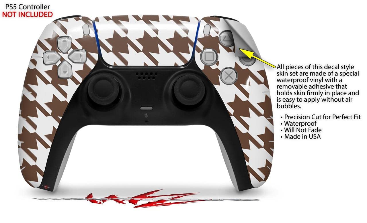 WraptorSkinz Skin Wrap compatible with Sony PS5 DualSense Controller Houndstooth Chocolate Brown (CONTROLLER NOT INCLUDED)