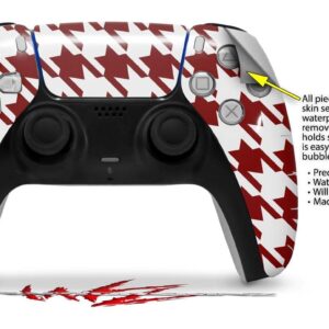 WraptorSkinz Skin Wrap compatible with Sony PS5 DualSense Controller Houndstooth Red Dark (CONTROLLER NOT INCLUDED)