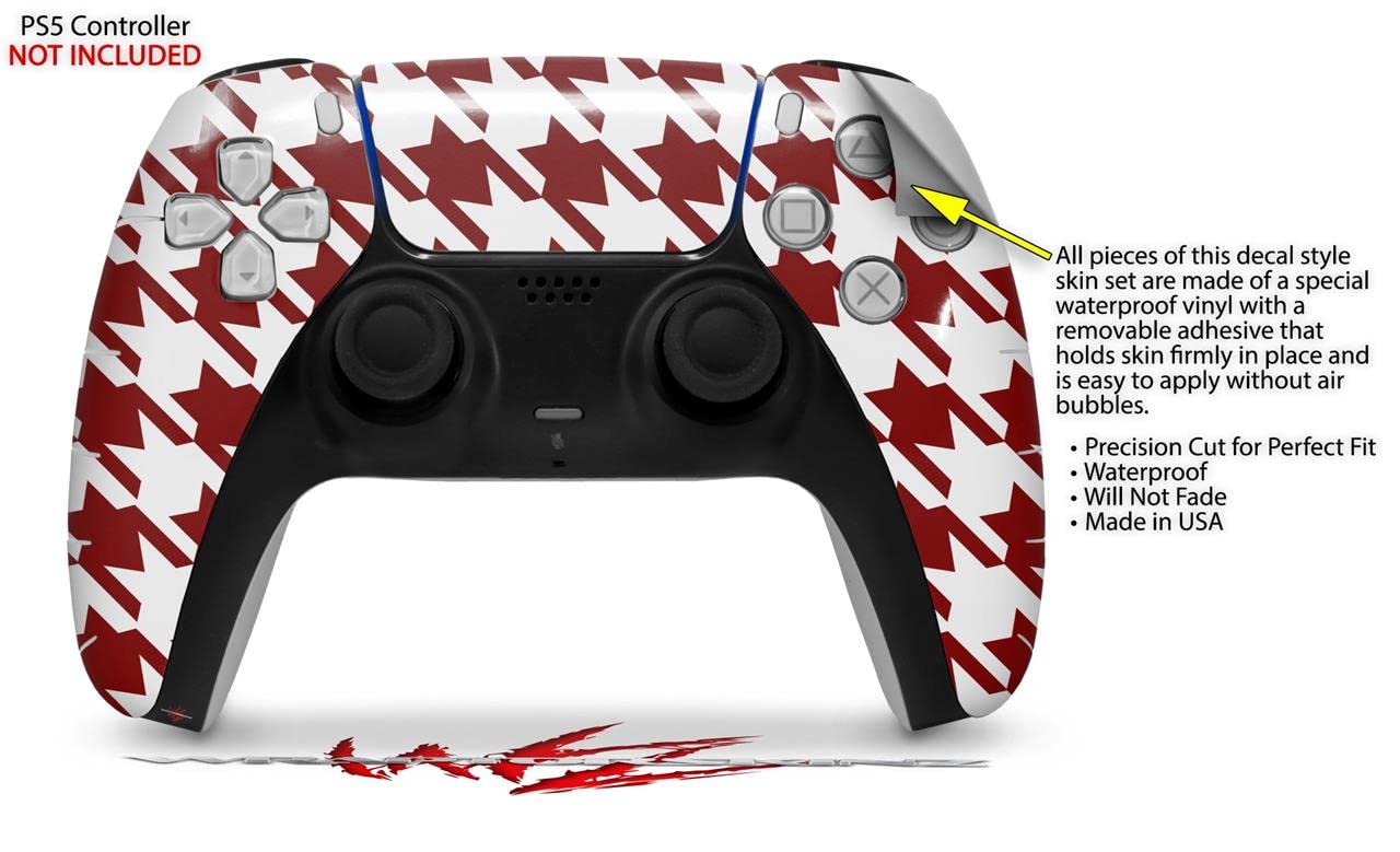 WraptorSkinz Skin Wrap compatible with Sony PS5 DualSense Controller Houndstooth Red Dark (CONTROLLER NOT INCLUDED)