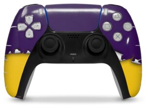 wraptorskinz skin wrap compatible with sony ps5 dualsense controller ripped colors purple yellow (controller not included)