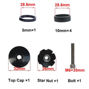 GANOPPER Headset Spacer 1 1/8 Mountain Bike MTB Stem Spacer Road Bicycle Handlebar Stem Cap Headset Star Nut with Bolt for Bicycle Steerer Fork