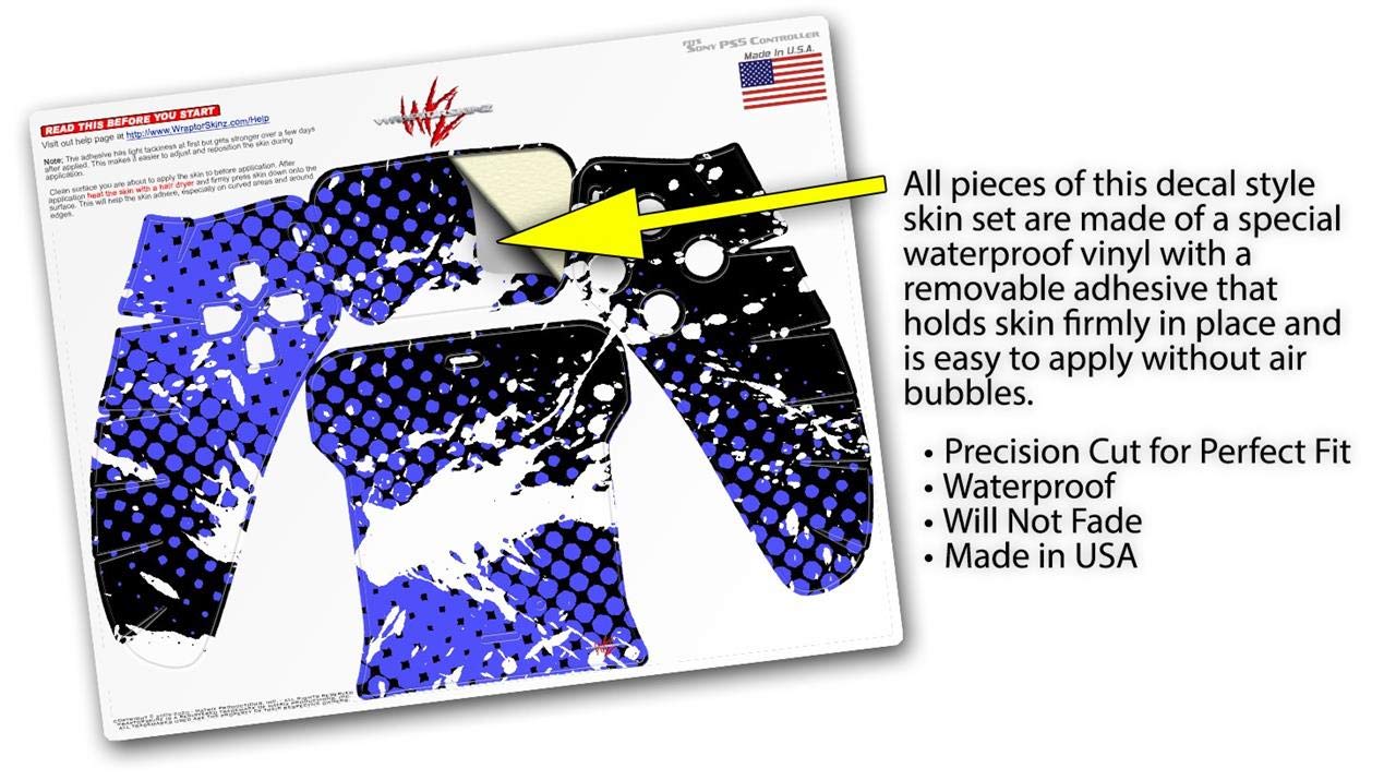 WraptorSkinz Skin Wrap compatible with Sony PS5 DualSense Controller Halftone Splatter White Blue (CONTROLLER NOT INCLUDED)