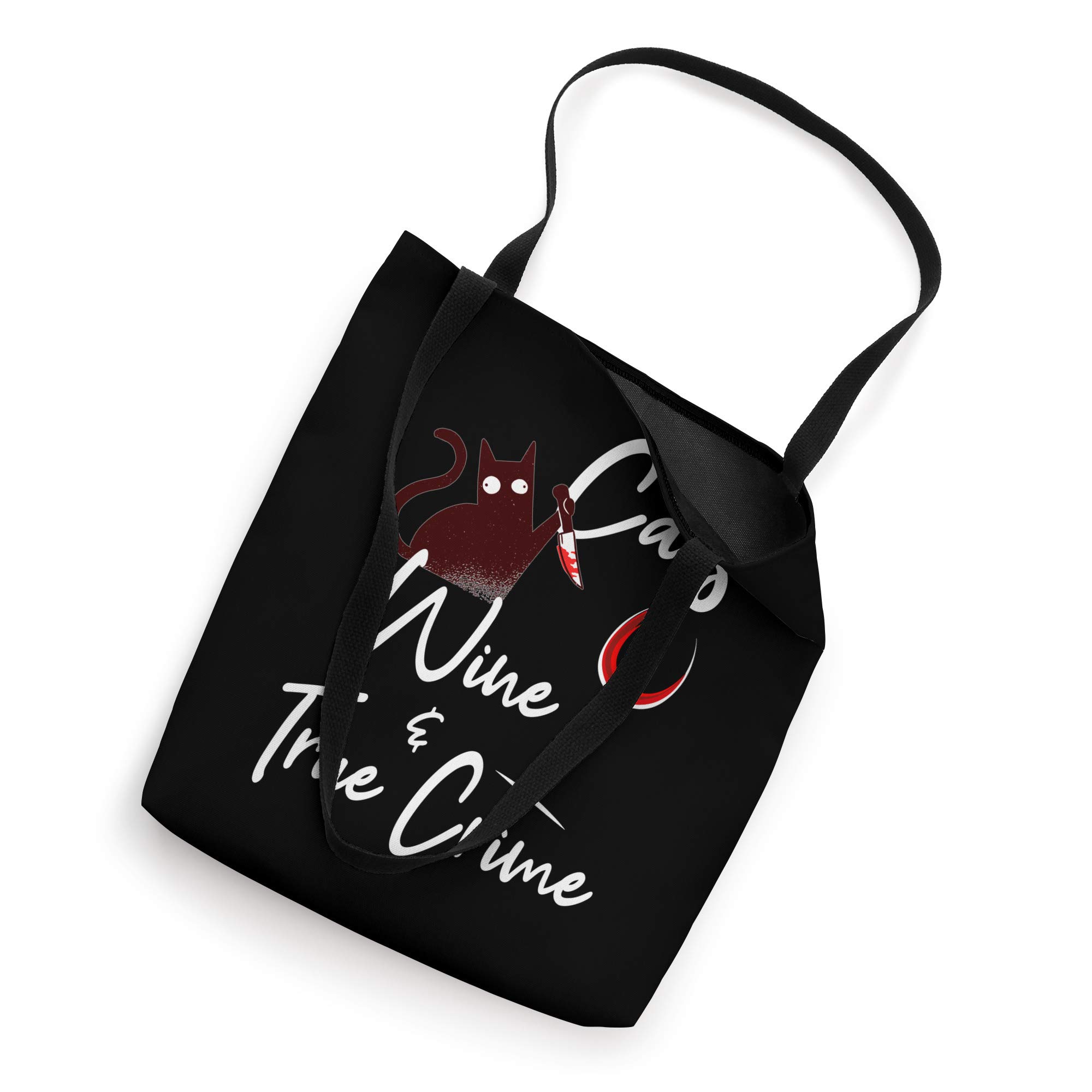 True Crime Bag Cat Lover Wine True Crime Shows Junkie Gift Tote Bag