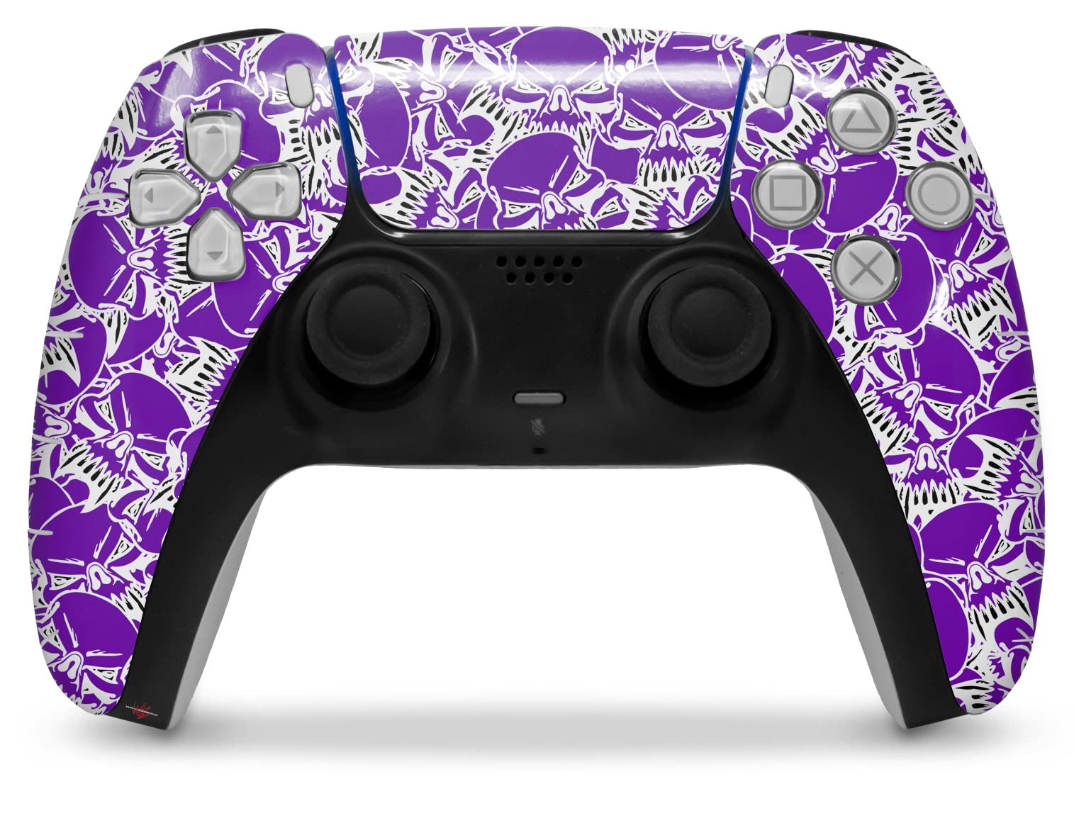 WraptorSkinz Skin Wrap compatible with Sony PS5 DualSense Controller Scattered Skulls Purple (CONTROLLER NOT INCLUDED)