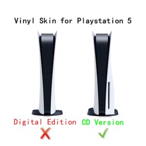 Ps5 Stickers Full Body Vinyl Skin Decal Cover for Playstation 5 Digital Edition Console Controllers (CD version, blue fire)