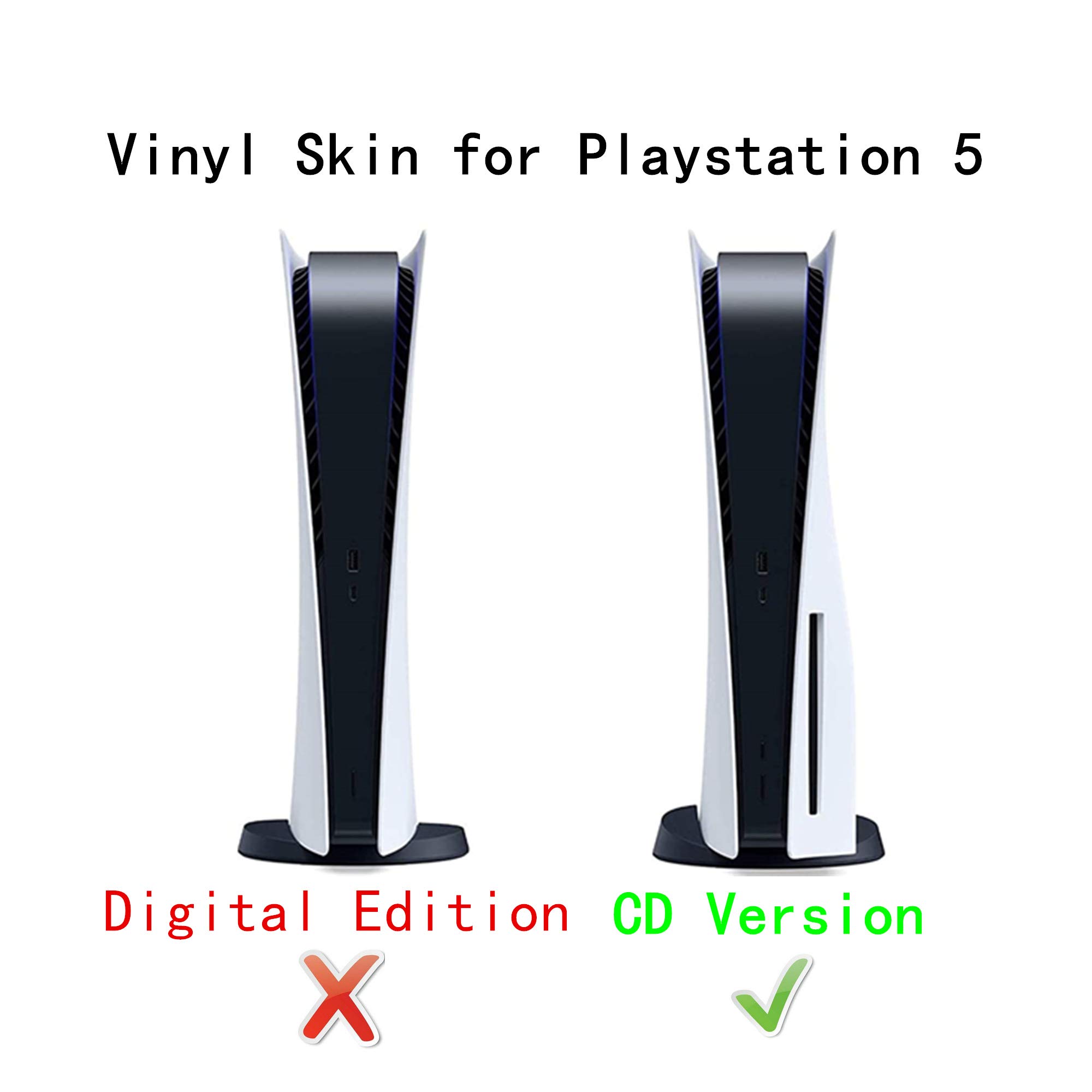 Ps5 Stickers Full Body Vinyl Skin Decal Cover for Playstation 5 Digital Edition Console Controllers (CD version, blue fire)