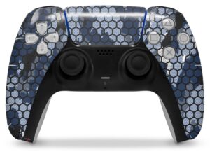 wraptorskinz skin wrap compatible with sony ps5 dualsense controller hex mesh camo 01 blue (controller not included)