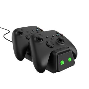 xbox controller charger for xbox series x|s and xbox one controllers - surge chargedock, dual controller charge station, contact charging, fast charging, led indicator light