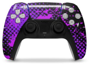 wraptorskinz skin wrap compatible with sony ps5 dualsense controller halftone splatter hot pink purple (controller not included)