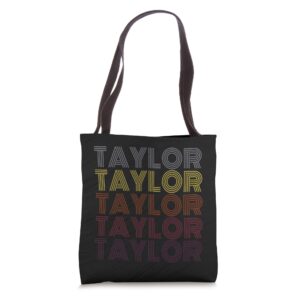 personalized name taylor retro shopping travel vintage style tote bag