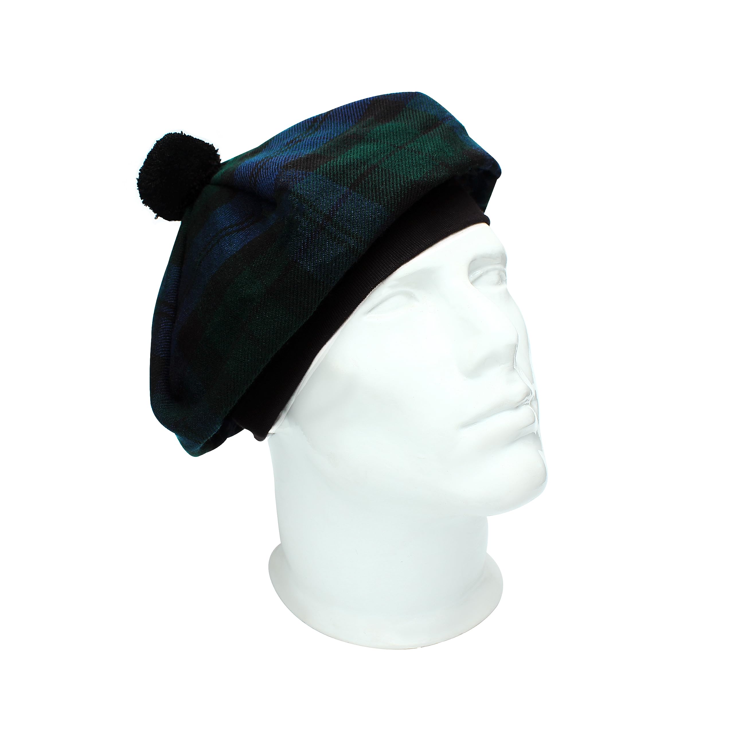 UMAM Scottish Traditional Tam o' Shatner Acrylic Wool Tammy Hat Flat Bonnet Kilt Many Tartans (Black Watch 008tcp)