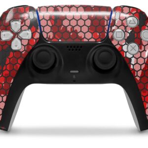 WraptorSkinz Skin Wrap compatible with Sony PS5 DualSense Controller HEX Mesh Camo 01 Red Bright (CONTROLLER NOT INCLUDED)