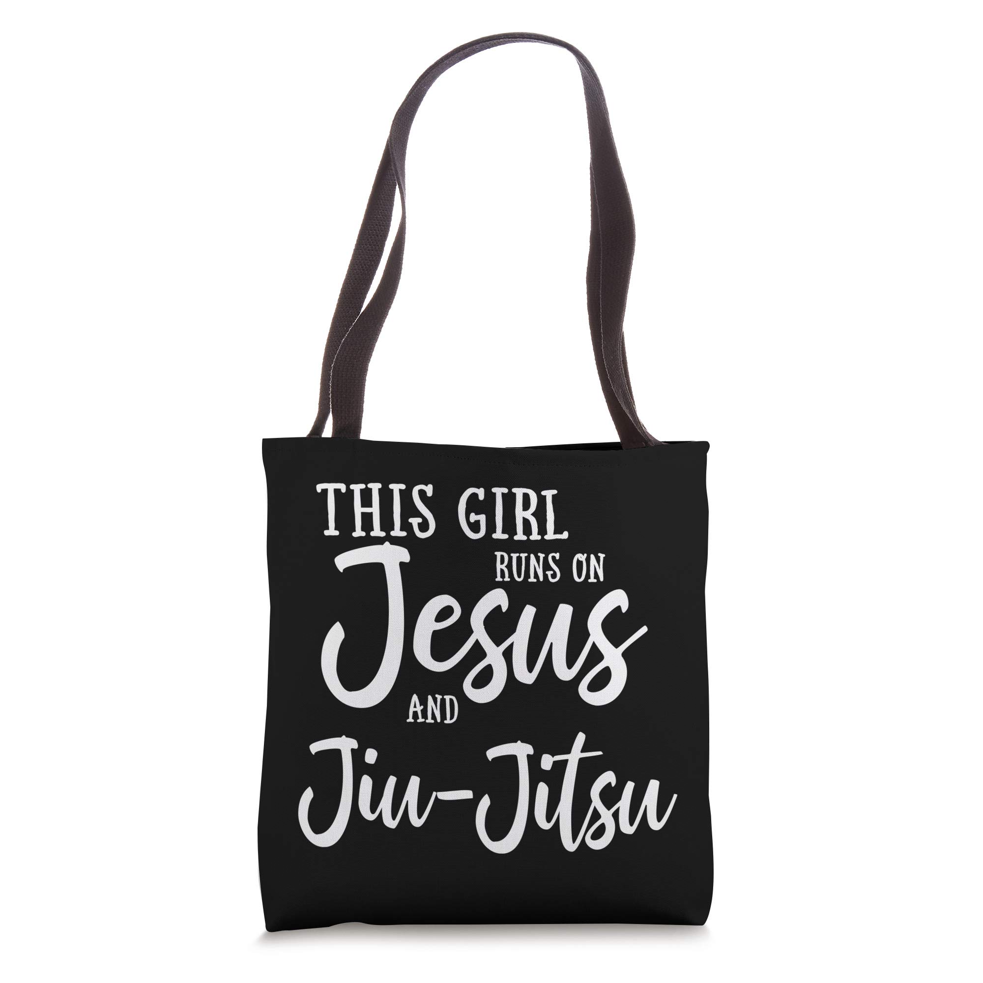 This Girl Runs On Jesus And Jiu Jitsu Shirt Christian Gift Tote Bag