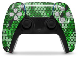 wraptorskinz skin wrap compatible with sony ps5 dualsense controller hex mesh camo 01 green bright (controller not included)