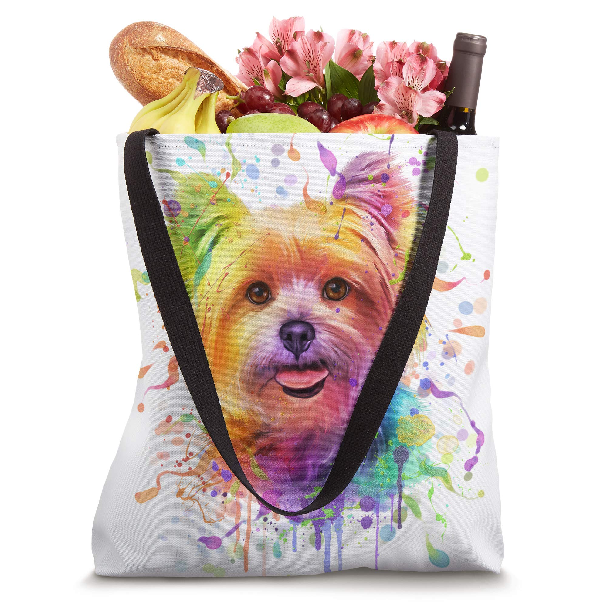 Colorful Splash Art Yorkshire Terrier Portrait Yorkie Lover Tote Bag