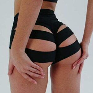 BZB Women's Yoga Shorts Cut Out Scrunch Booty Hot Pants High Waist Gym Workout Active Butt Lifting Sports Leggings (Black,Medium)