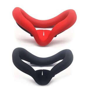 VR Face Silicone Interfacial Cover Face Cushion for Oculus Quest 2， VR Headset Sweatproof Lightproof Anti-Leakage Accessories for Oculus Quest 2 (Black+Red)