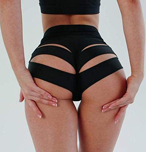 BZB Women's Yoga Shorts Cut Out Scrunch Booty Hot Pants High Waist Gym Workout Active Butt Lifting Sports Leggings (Black,Medium)