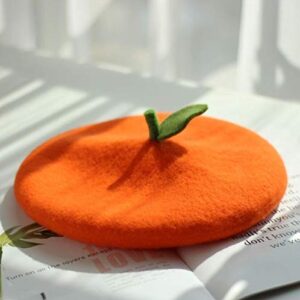 Yuri Japan Fruits Orange Peach Beret Cute Lolita Girl Hat Painter Cap Accessories for Women Gift (orange)