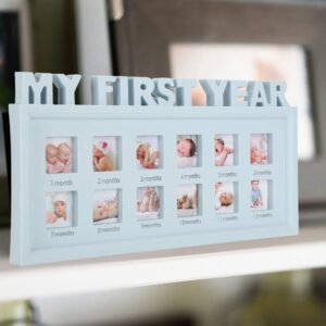 Oumefar My First Year Baby Picture Frame Modern Commemorative Picture Frame Lovely Family Christmas Anniversary Baby Footprint Kit for Room Decor