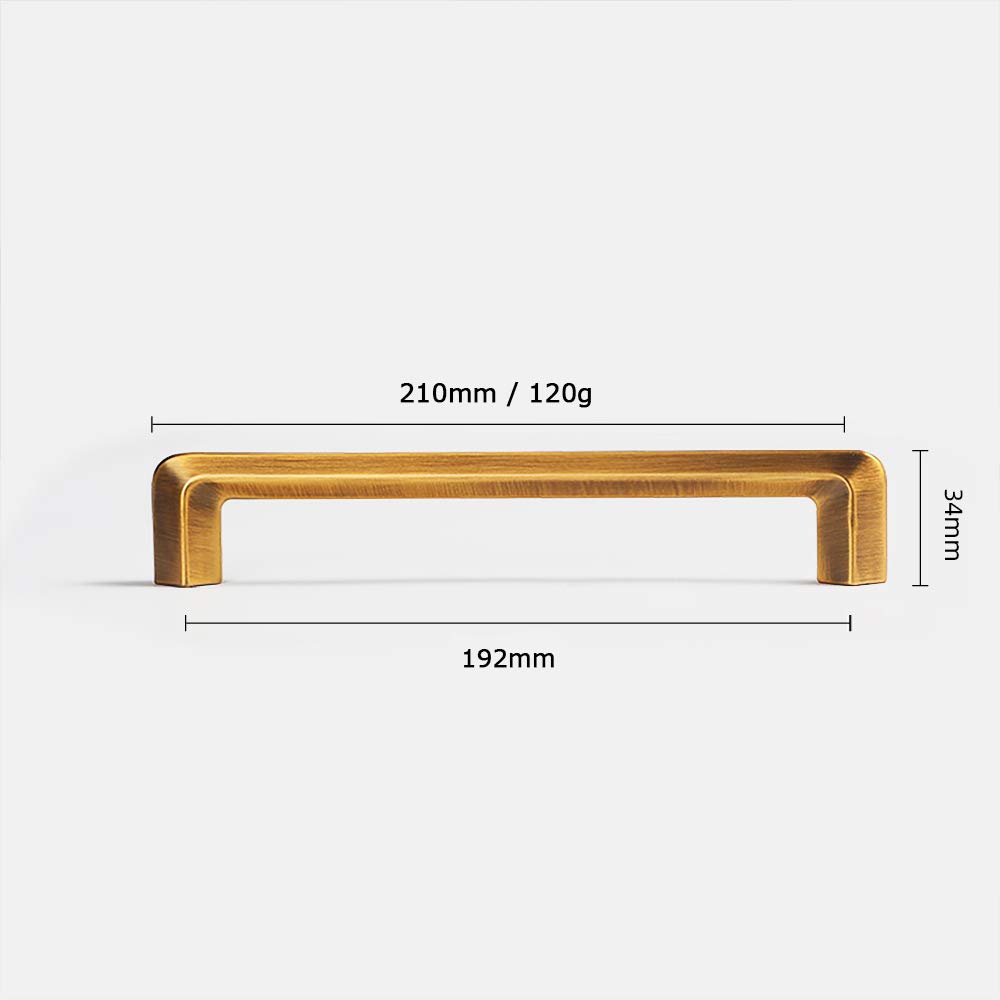 Goo-Ki Brushed Brass Zinc Alloy Cabinet Handles - 7.56''(192mm) Hole Center Affordable Luxury Cabinet Pull Hardware for Bedroom, Kitchen, 10 Pack