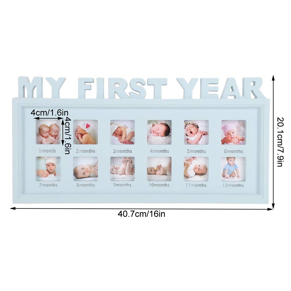 Oumefar My First Year Baby Picture Frame Modern Commemorative Picture Frame Lovely Family Christmas Anniversary Baby Footprint Kit for Room Decor