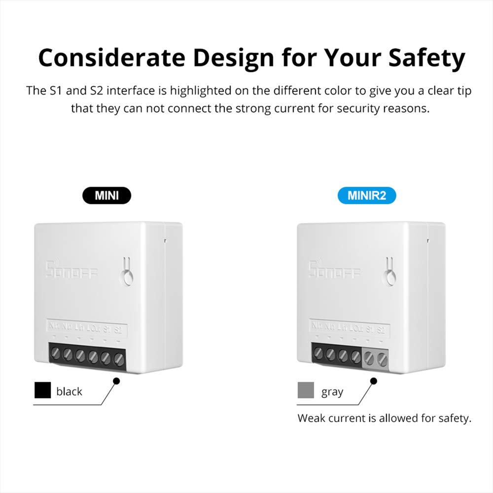 SONOFF Mini R2 10A Smart WiFi Wireless Light Switch, Universal DIY Module for Smart Home Automation Solution, Works with Amazon Alexa & Google Home, No Hub Required 5-pack