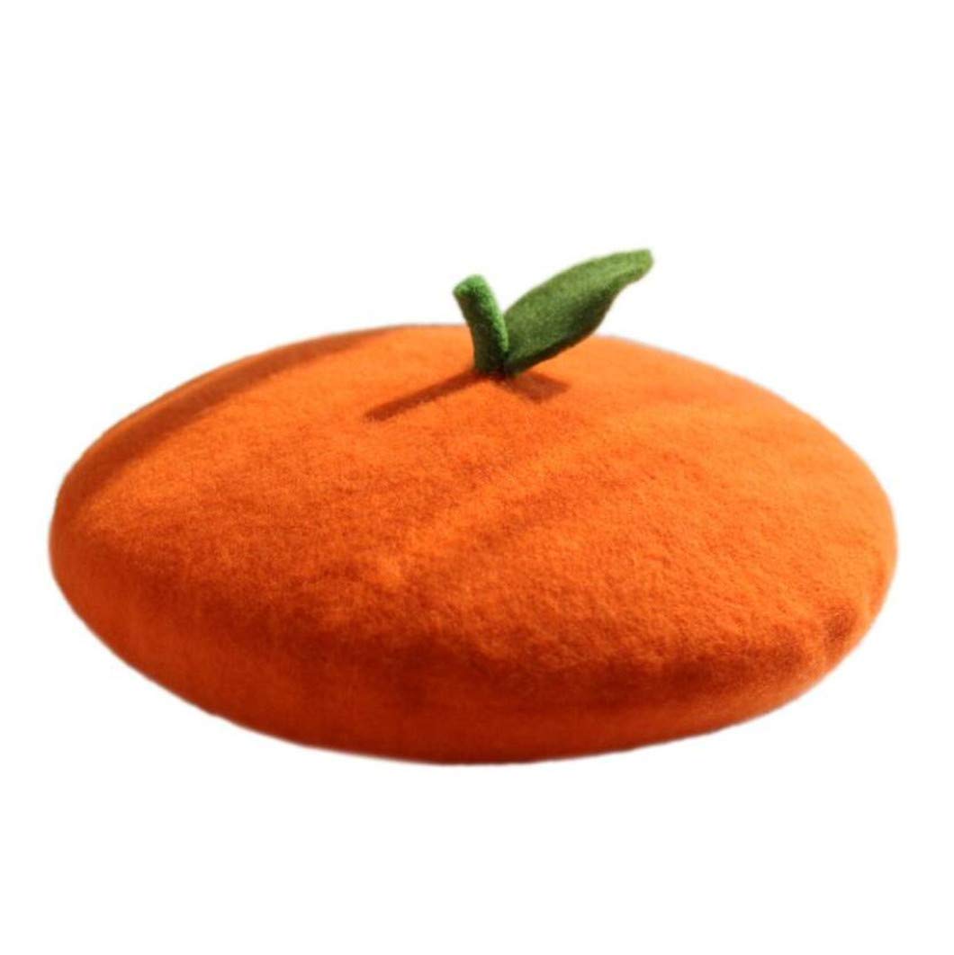 Yuri Japan Fruits Orange Peach Beret Cute Lolita Girl Hat Painter Cap Accessories for Women Gift (orange)