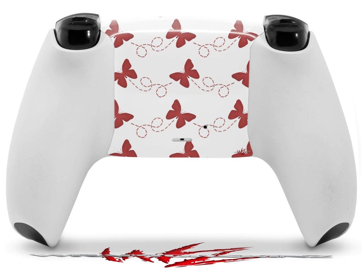 WraptorSkinz Skin Wrap compatible with Sony PS5 DualSense Controller Pastel Butterflies Red on White (CONTROLLER NOT INCLUDED)