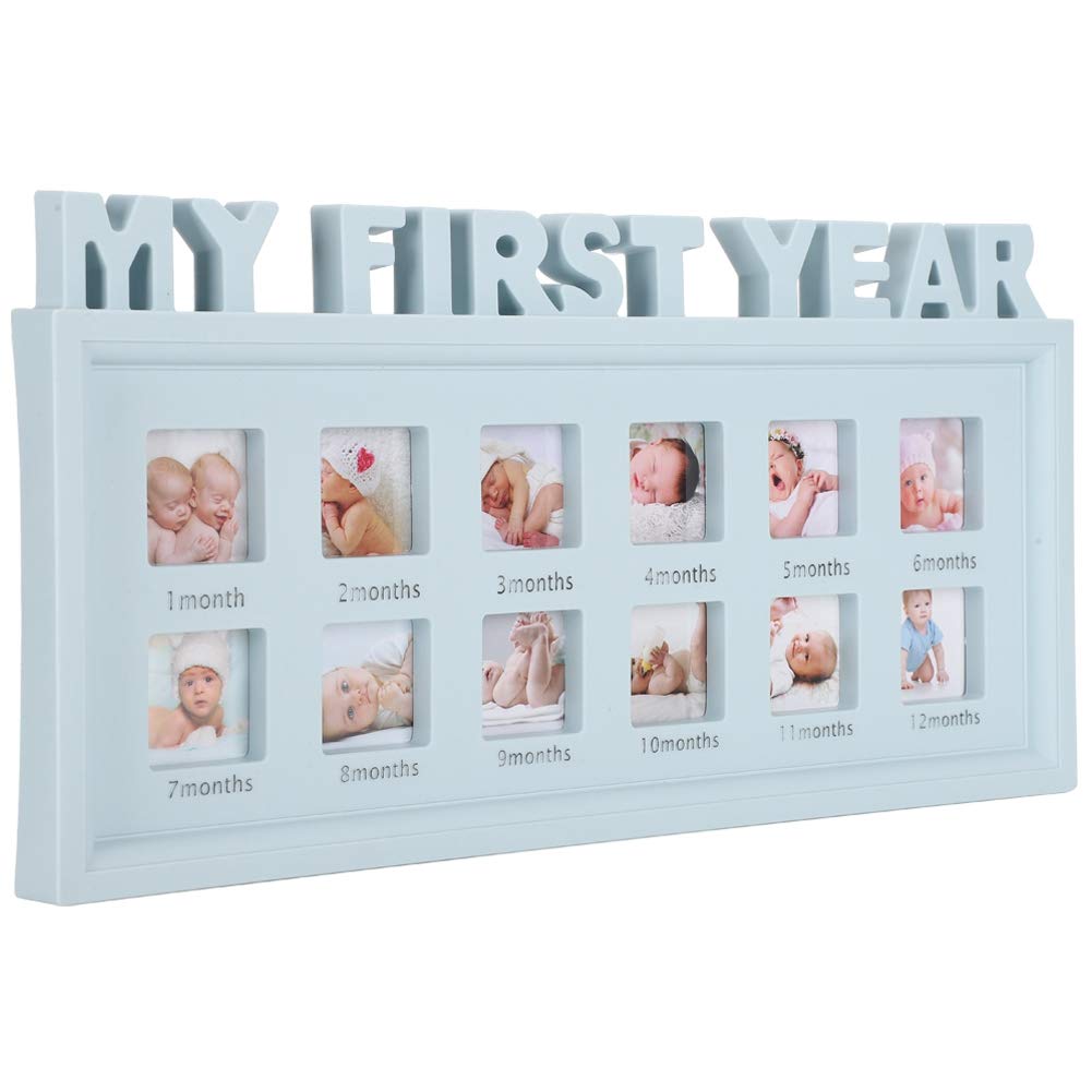 Oumefar My First Year Baby Picture Frame Modern Commemorative Picture Frame Lovely Family Christmas Anniversary Baby Footprint Kit for Room Decor