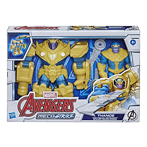 Avengers Hasbro Marvel Mech Strike 9-inch Action Figure Toy Infinity Mech Suit Thanos and Blade Weapon Accessory, for Kids Ages 4 and Up