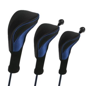 number-one golf club cover - blue, set of 3 with interchangeable no. tags for driver, fairway woods, hybrids