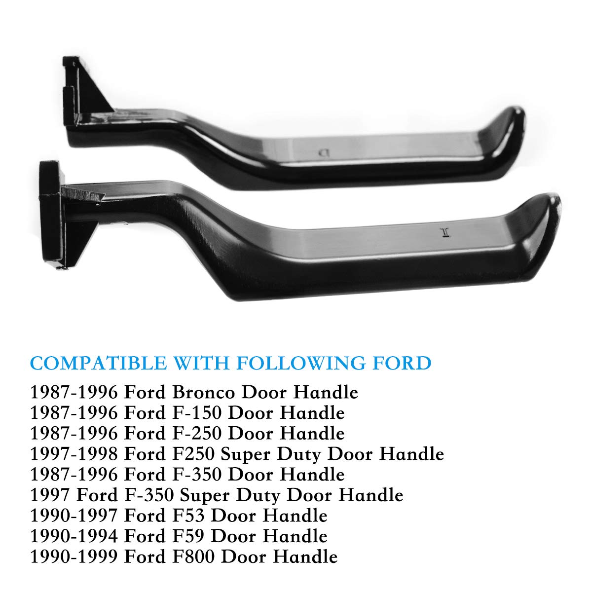 YMHHefy Black Interior Metal Door Handle Front Left Driver Passenger Compatible for 1987-1996 Ford Bronco F150 F250 F350 F53 F59 F800 E7TZ-1522601-A E7TZ-1522600-A 77177 77178 2Pcs