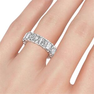 Jeulia Classic Radiant Cut Sterling Silver Women's Band Fashion Anniversary Promise Engagement Wedding Christmas Ring for Her with Gift Jewelry Box (8)