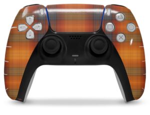 wraptorskinz skin wrap compatible with sony ps5 dualsense controller plaid pumpkin orange (controller not included)