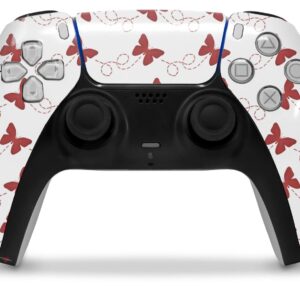 WraptorSkinz Skin Wrap compatible with Sony PS5 DualSense Controller Pastel Butterflies Red on White (CONTROLLER NOT INCLUDED)