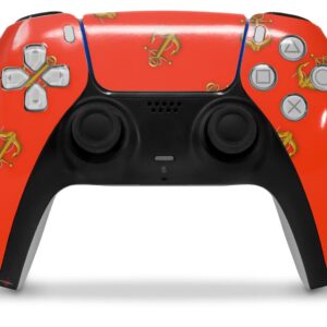 WraptorSkinz Skin Wrap compatible with Sony PS5 DualSense Controller Anchors Away Red (CONTROLLER NOT INCLUDED)