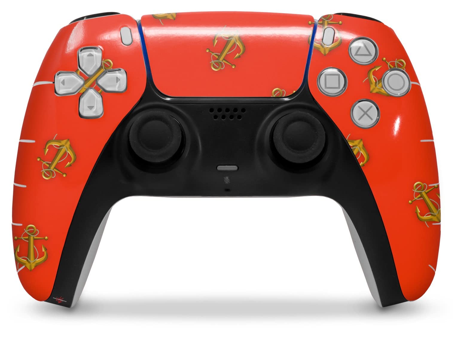 WraptorSkinz Skin Wrap compatible with Sony PS5 DualSense Controller Anchors Away Red (CONTROLLER NOT INCLUDED)