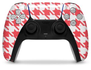 wraptorskinz skin wrap compatible with sony ps5 dualsense controller houndstooth coral (controller not included)