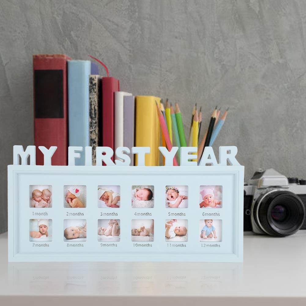 Oumefar My First Year Baby Picture Frame Modern Commemorative Picture Frame Lovely Family Christmas Anniversary Baby Footprint Kit for Room Decor