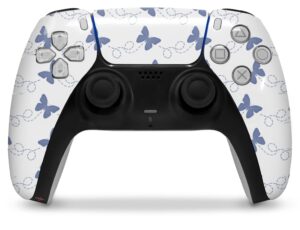 wraptorskinz skin wrap compatible with sony ps5 dualsense controller pastel butterflies blue on white (controller not included)