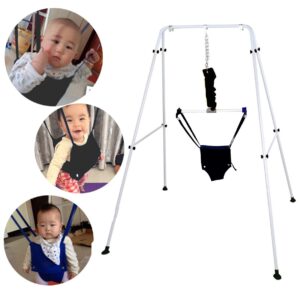 Baby Jumper Set with Hanging Shelf Adjustable Toddler Baby Bouncer Baby Toys (Black)…