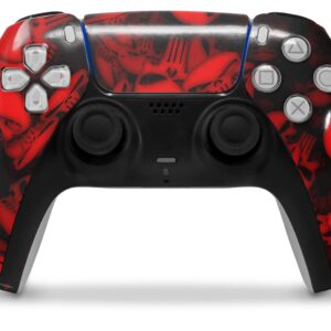 WraptorSkinz Skin Wrap compatible with Sony PS5 DualSense Controller Skulls Confetti Red (CONTROLLER NOT INCLUDED)