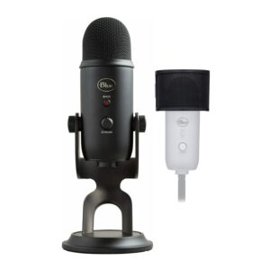 blue microphones yeti (blackout) professional multi-pattern usb microphone bundle with pop filter (2 items)